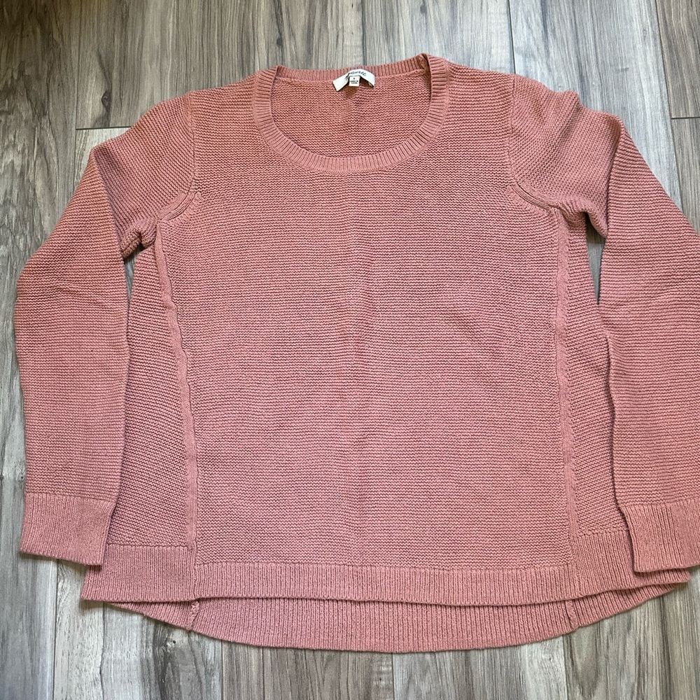Madewell Riverside Textured Crewneck Knit Sweater in Dusty Rose Size Small